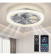 Ceiling Fans with Lights and Remote Low Profile Fan Light Ceiling Fixture Modern Fandelier 6 Spee...