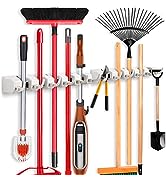 IMILLET 2 Pack Mop and Broom Holder, Wall Mounted Organizer-Mop and broom Storage Tool Rack with ...