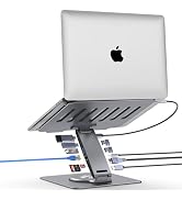 Adjustable Laptop Stand for Desk with Docking Station 11-in-1, Aluminum Laptop Riser with USB Hub...