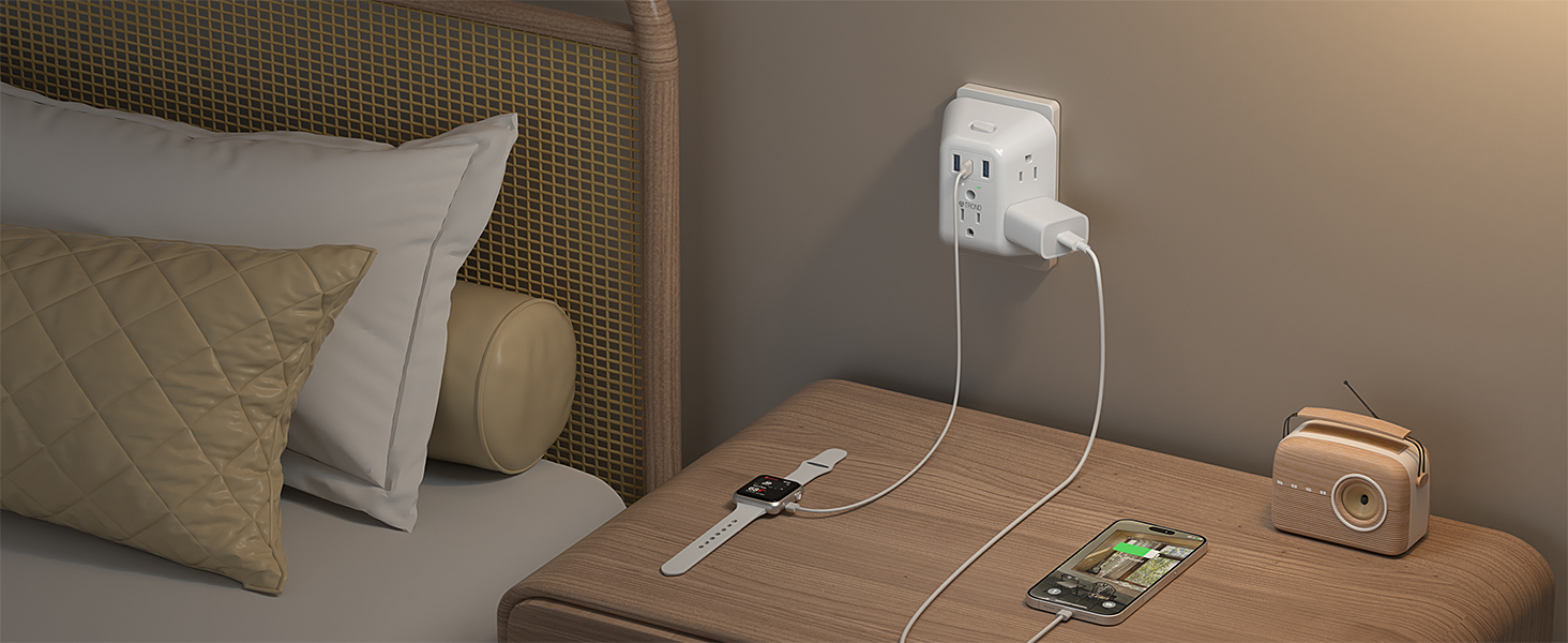 2 to 3 prong outlet adapter for bedroom