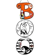Arosche Halloween Nightmare Decorations Hanging Door Sign Happy Halloween Boo Wooden Door Sign Fu...