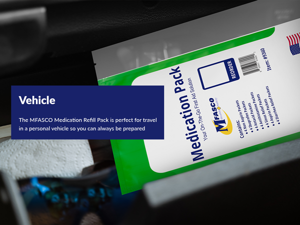 glove box compartment travel personal work vehicle travel prepared medication pack refill