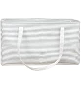 Foldable Laundry Hamper Waterproof Laundry Basket with Handle 46L Rectangle Storage Box for Cloth...
