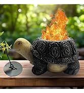 KILOGOGRAPH Table Top Firepit- Smores Maker Tabletop Indoor, Concrete Turtle Base, Fire Pits & Ou...