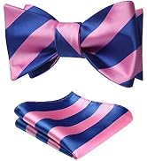 HISDERN Bow Ties for Men Striped Bowties Men's Self Tie Bowtie Handkerchief Formal Tuxedo Wedding...