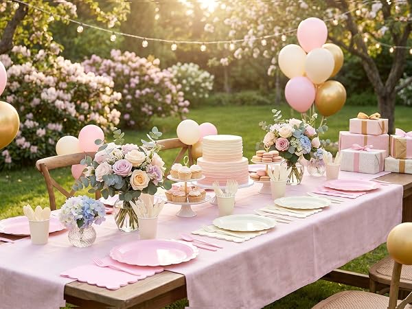pink party paper plates