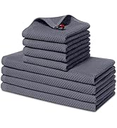 Homaxy 100% Cotton Kitchen Towels and Dishcloths Set, 12 x 12 Inches and 13 x 28 Inches, Set of 8...
