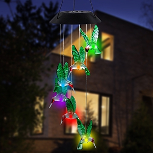 MorTime Solar Hummingbird Wind Chime, 2 Pack