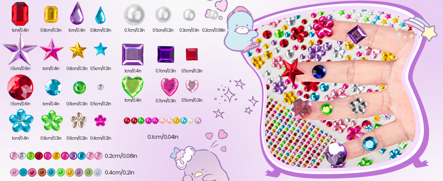 gem stickers size