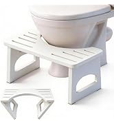 Foldable Toilet Stool, 7 Inch Poop Stool for Bathroom, Bamboo Toilet Stool Squat Adult, Collapsib...