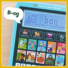 eReader says: B-ag! A train pulling the letters b-a-g rolls by on screen.