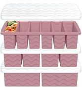 3-Pack Silicone Freezer Trays with Lid,2 Large 2-Cup(500ml)&4 Medium 1-Cup(250ml)&6 Small 1/2-Cup...
