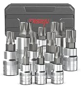 DISEN 10 Pieces Triple Square Spline Bit Socket Set with Enhanced Storage Case, Chrome Vanadium S...