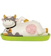 BigMouth Inc Udderly Buttery Novelty Butter Dish, Ceramic Cow-Shaped Lid, Perfect Homestead Gift,...