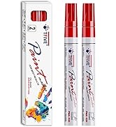 Red Permanent Paint Marker Pens - 2 Count Oil Based Marker Pen, Medium Tip, Waterproof & Quick Dr...