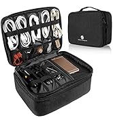 Travel Electronics Organizer, Waterproof Cable Organizer Bag for Electronic Accessories Double La...