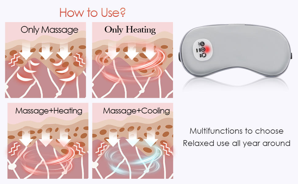 Wireless Heated Eye Massager with Cooling Eye Pad
