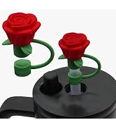 10mm Rose Flower Straw Covers for Stanley Cup,Topper,Silicone Cover Dust Proof Plugs Protector,Fl...