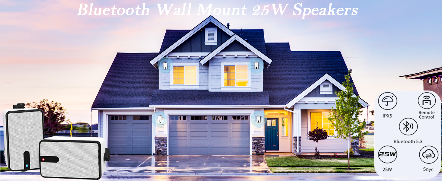 Bluetooth wall mount speakers