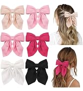 6Pcs Hair Bows for Women, Bow Hair Clips, Silky Satin Hair Bows for Girls, Pink Hair Ribbon, Cute...
