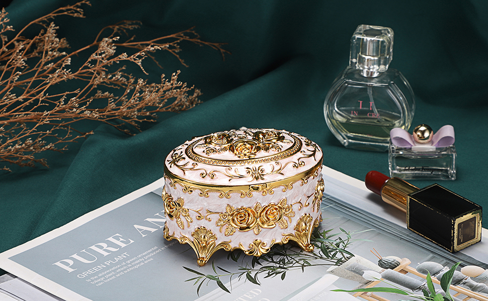 Jewelry box vintage metal jewelry box treasure chest jewelry box antique jewelry box for women girl