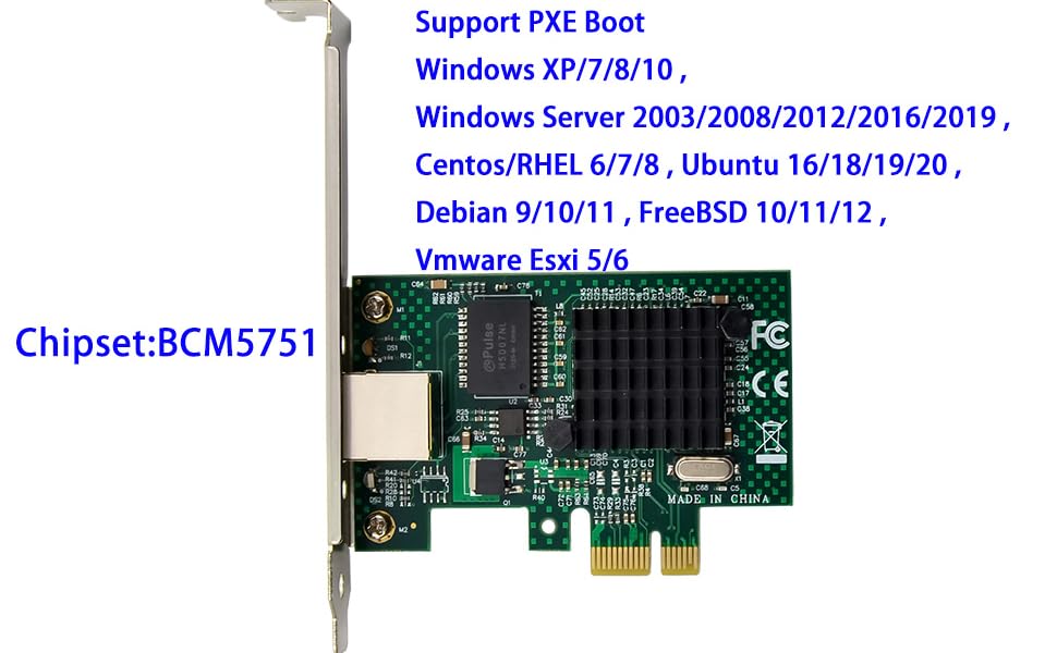 Broadcom NetXtreme 10/100/1000Mbps Gigabit Desktop PCI-E Network Card - BCM5751 NIC