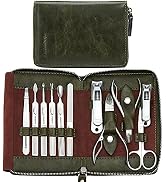 FAMILIFE Manicure Set, Nail Kit 11 in 1 pedicure kit Stainless Steel Mens Manicure Kit Leather Pe...