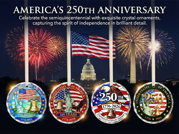 usa 250th anniversary crystal ornaments collection statue of liberty bald eagle patriotic decor