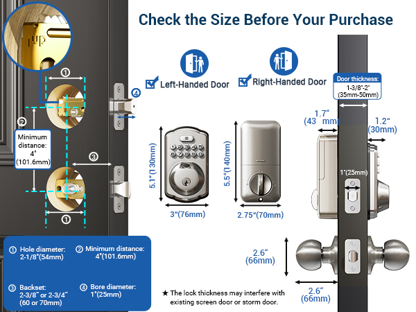 keyless entry door lock Works with most standard American doors using just a screwdriver