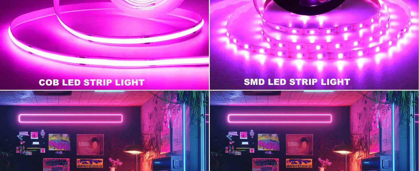 5v cob led strip pink