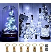 osteplus Wine Bottle Lights with Cork, 6 Pack with 6 Replacement Batteries Mini Fairy String Ligh...