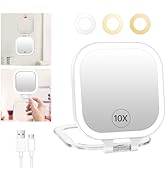 FASCINATE 10X Magnification Compact Travel Makeup Mirror with Lights and Magnification, 3.5 inch ...