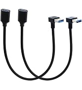 LANMINGLEL Short USB 3.0 Cable 90 Degree Up & Down Angle USB Adapter Male to Female Cables 5 Gbps...