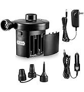 Electric Air Pump for Mattress: Battery Powered Portable Air Pump with 3-Nozzle - Dr.meter AC 110...
