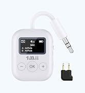 1Mii SafeFly Min Airplane Bluetooth Adapter for 2 Headphones, aptX Adaptive & HD Hi-Fi Sound, Dis...