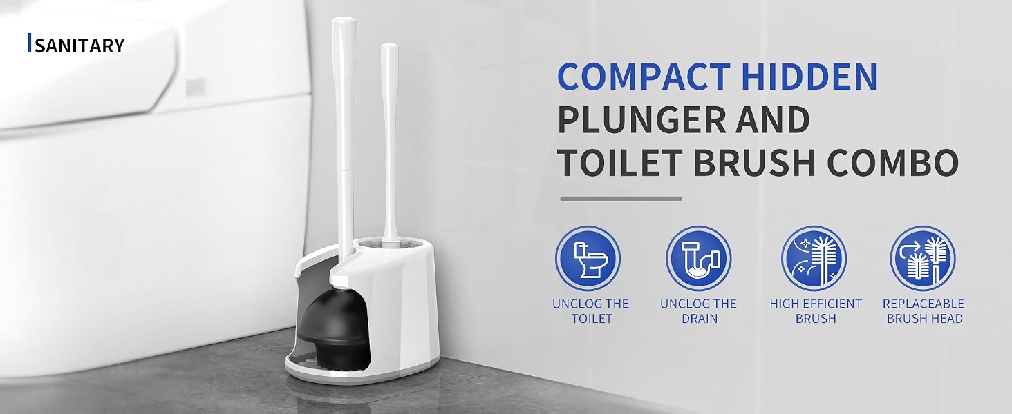MR.SIGA white plunger and toilet brush combo hidden