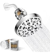 Hibbent 7'' Round High Pressure Filtered Rainfall Shower Head, Chrome | 8 Modes Fixed Showerhead ...