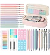 39PCS Aesthetic School Supplies with Cute Pencil Case, 5X Ballpoint Pens with Stylus Tip, 12X Pas...