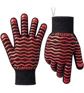 BBQ Gloves 1472°F Heat Resistant Oven Gloves with Fingers Heat Proof Grill Gloves Non-Slip Silico...