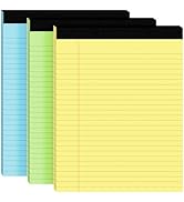 3pcs Legal Pads 8.5 x 11,Notepads 8.5 x 11 Inch, 30 Sheets/Pack, Color Note Pads Clear Print Writ...