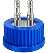 2-Port 304 Stainless Steel GL45 Safety Bottle Cap, Laboratory Liquid Mobile Phase Filling Caps, 8...