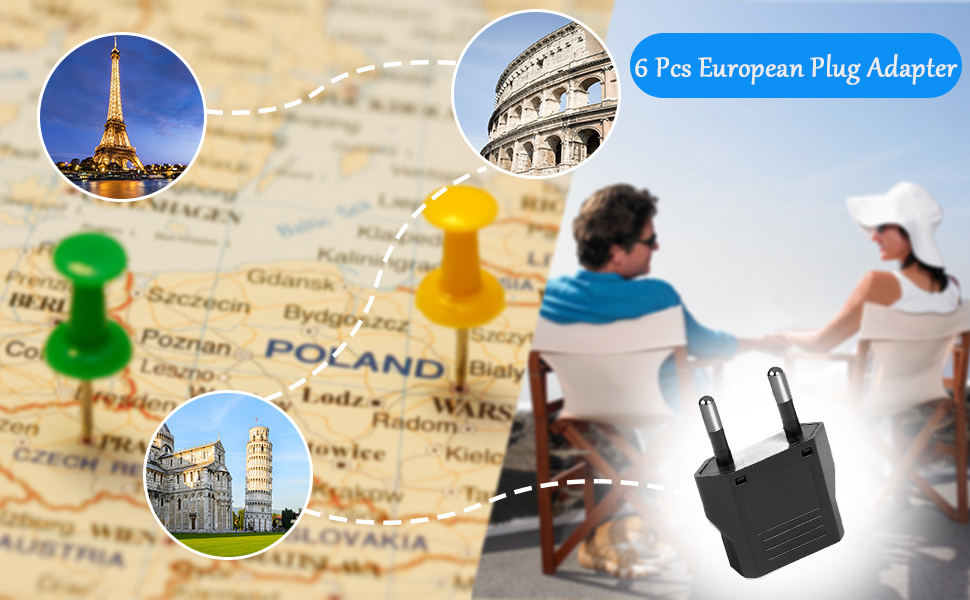 European Plug Adapter, US to Europe Plug Adapter, European Adapter Type C Plug Adapter