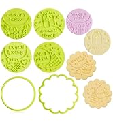 KALAIEN 6 Pcs Happy Birthday Embosser,3D Cookie Stamps,Sweet Stamps Cake Decorating Fondant Cutte...