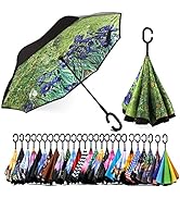 SIEPASA Inverted Reverse Upside Down Umbrella with C-Shaped Handle, Anti-UV Waterproof Windproof ...