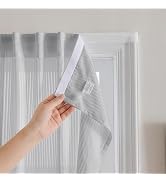 Sovtfides 2 Panels Grey Curtains 24 Inch Length Tier Curtain, Self Adhesive & Rod Pocket Curtains...