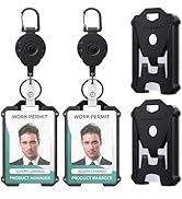 Uniclife 2 Pack Heavy Duty Badge Holder Vertical Hard Plastic Case with Retractable Keychain Badg...