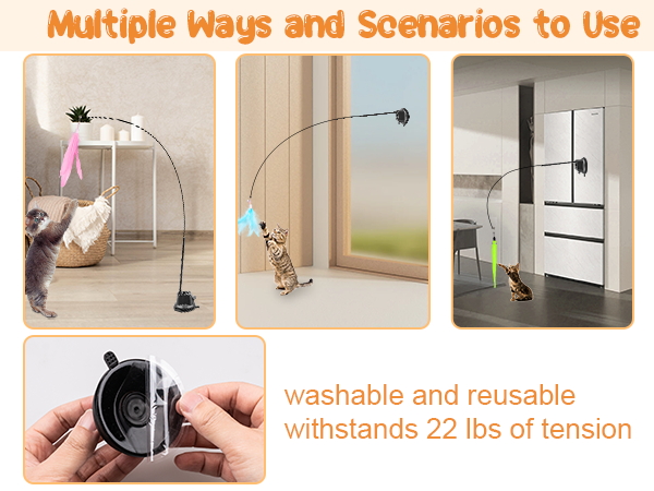 suction cup cat toy, suitable for smooth panels such as wood, tile, glass, metal panels, etc.