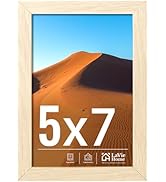 LaVie Home 5x7 Picture Frame for Wall Display, 5x7 Oak Picture Frame with HD Plexiglas, 5 x 7 Pos...