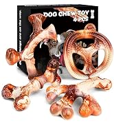 DBF 4 Pack Indestructible Dog Chew Toys for Aggressive Chewers Medium Small Breed - Durable Tough...