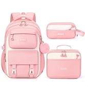 Fimibuke Backpacks for Girls, 3 PCS Waterproof School Backpack with Lunch Box & Pencil Pouch for ...